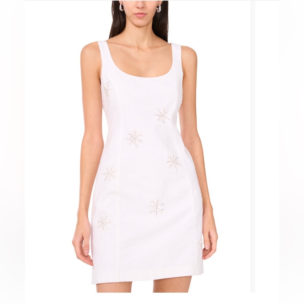 1. State White Embellished Scoop-Neck Mini Dress